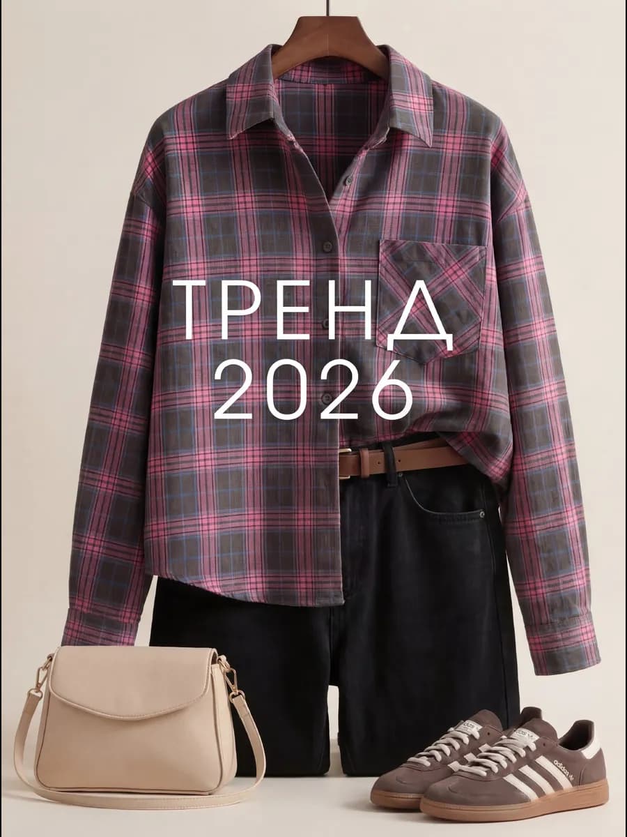 Рубашка в клетку оверсайз y2k