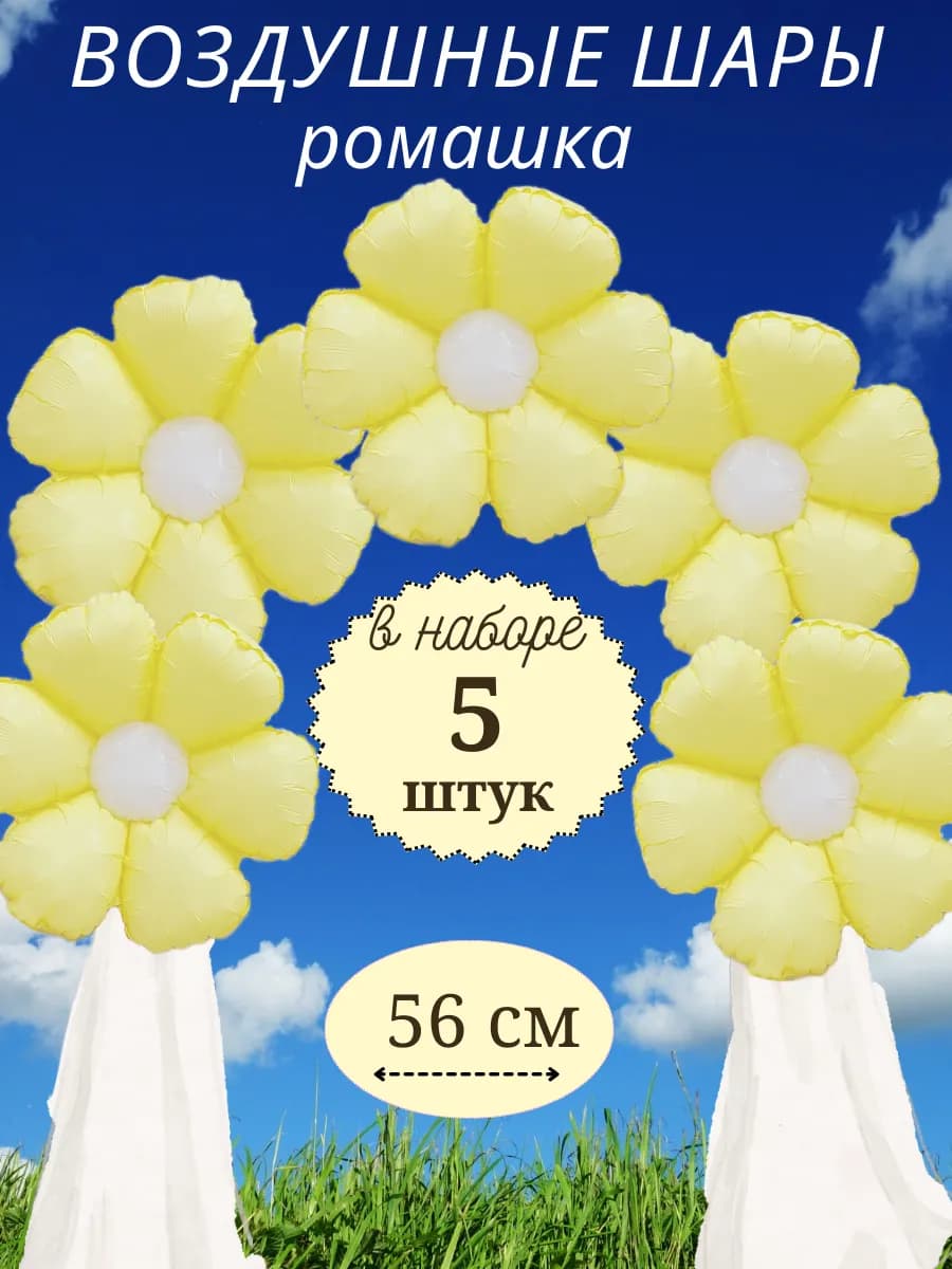 Воздушный шар ромашка набор для фотозоны 5 штук