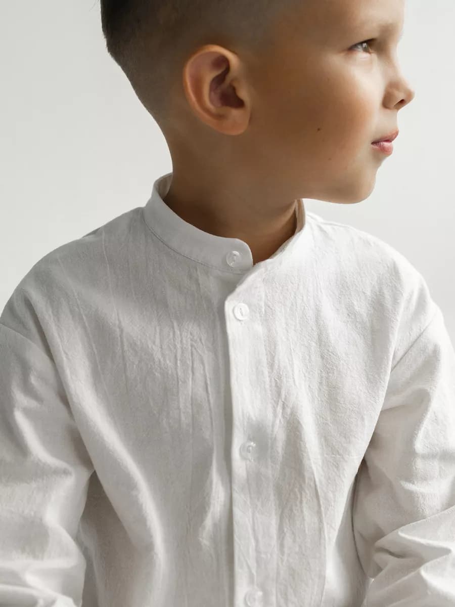 Рубашка белая с длинными рукавами школьная - фото 1