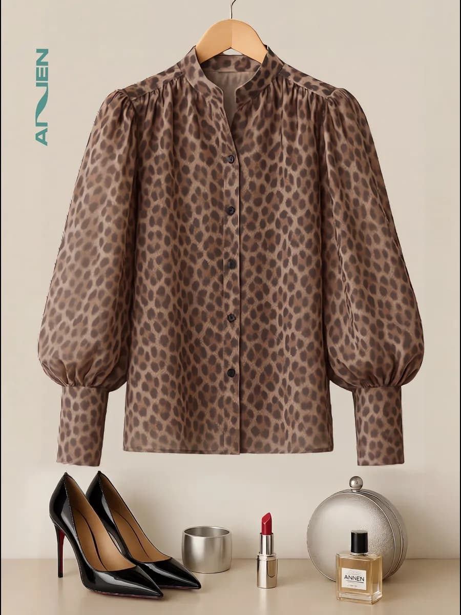 Нарядная блузка рубашка леопардовый принт