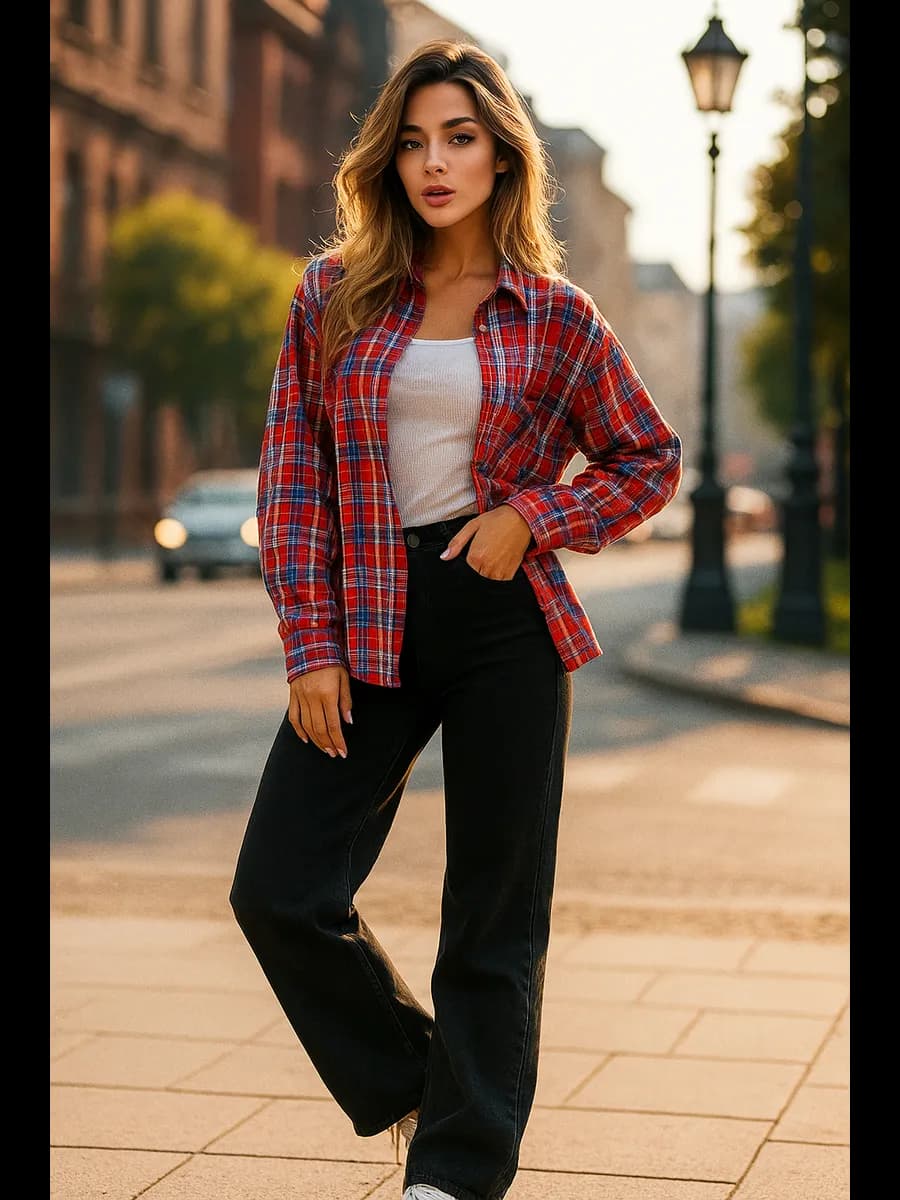 Рубашка в клетку оверсайз