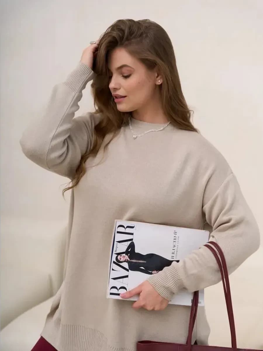 Свитер оверсайз удлиненный теплый