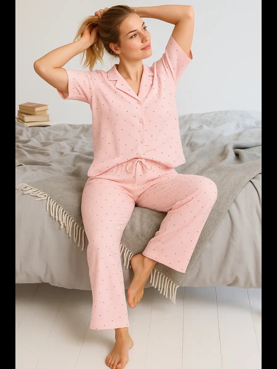 Пижама со штанами оверсайз с принтом