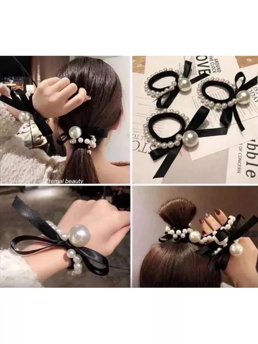 резинки для волос с жемчугом набор женский детские школьные