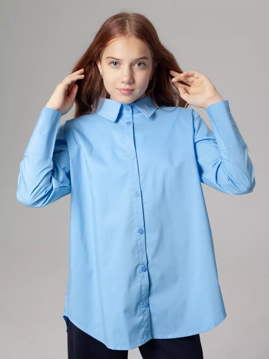 Рубашка школьная оверсайз с длинным рукавом