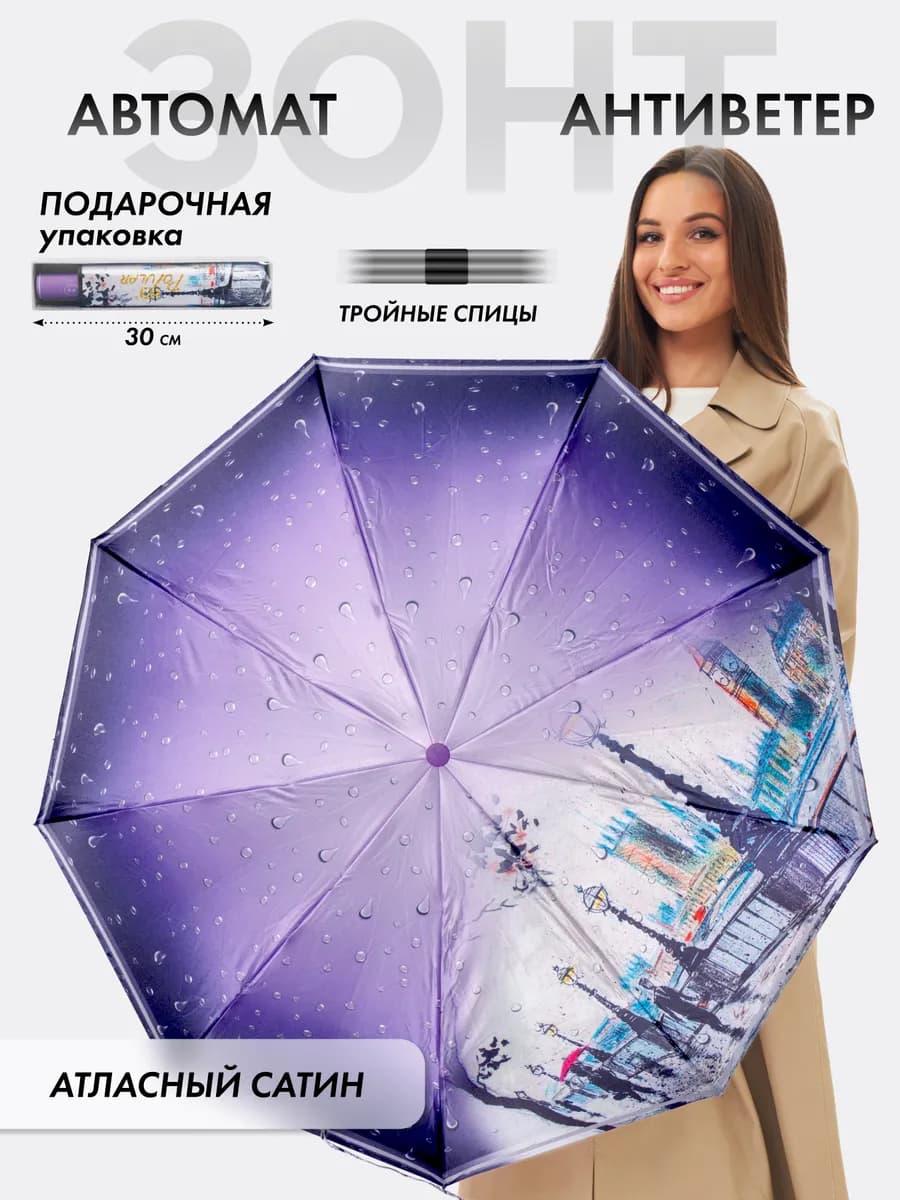 Зонт автомат антиветер складной