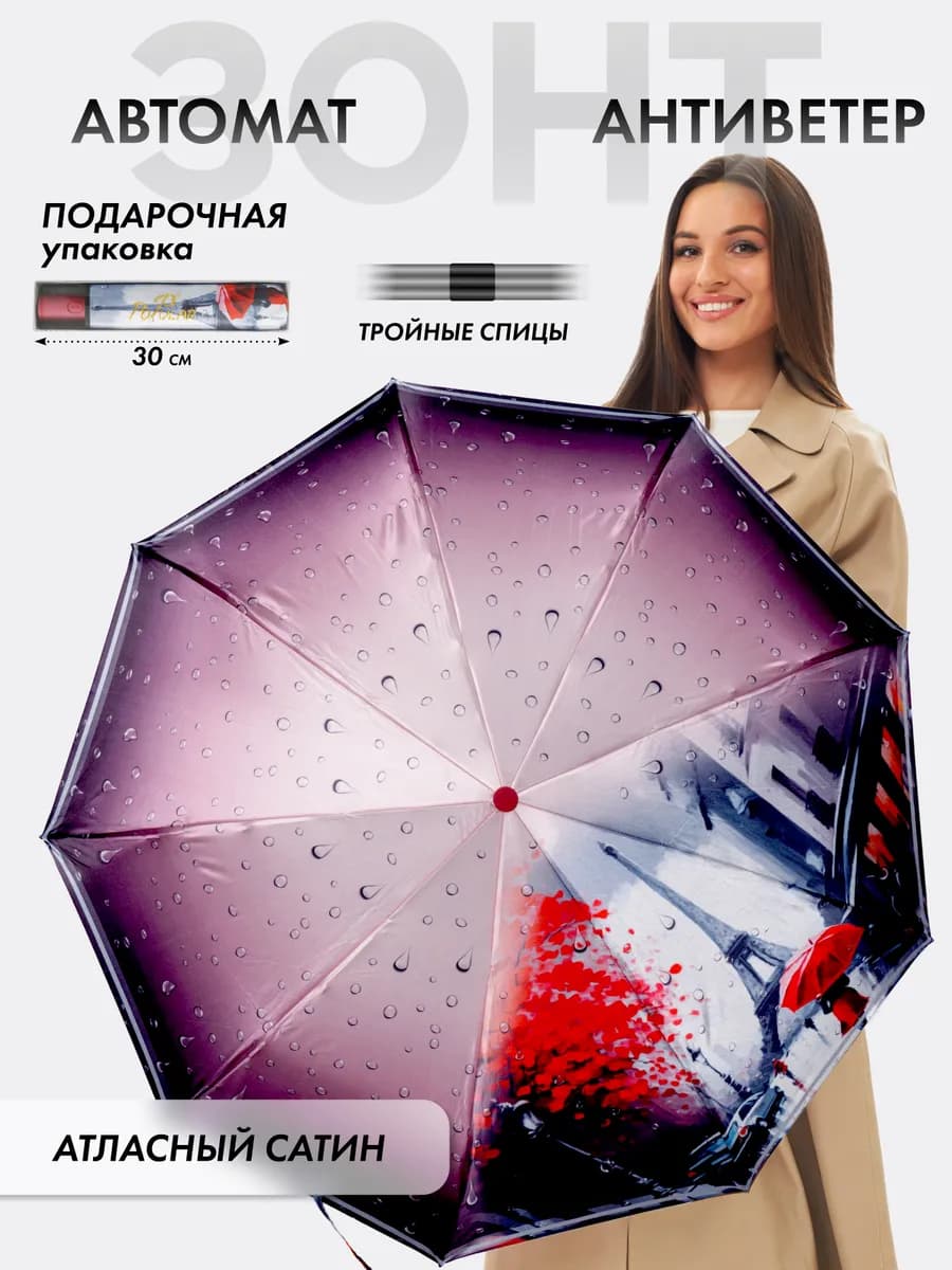 Зонт автомат антиветер складной