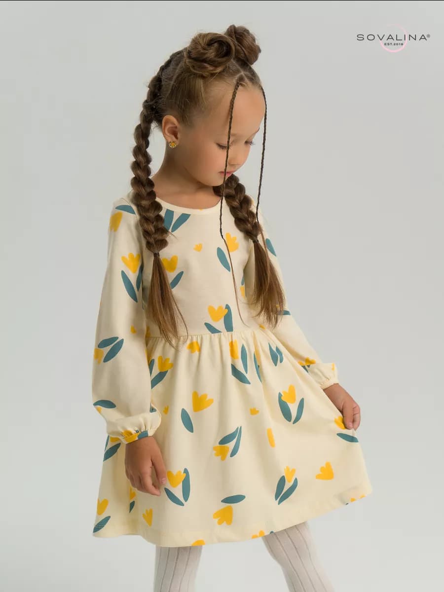 Нарядное платье в садик с длинным рукавом - фото 1