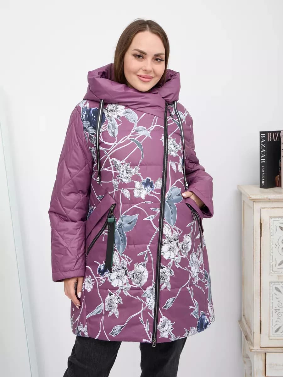 Куртка демисезонная с капюшоном больших размеров - фото 1