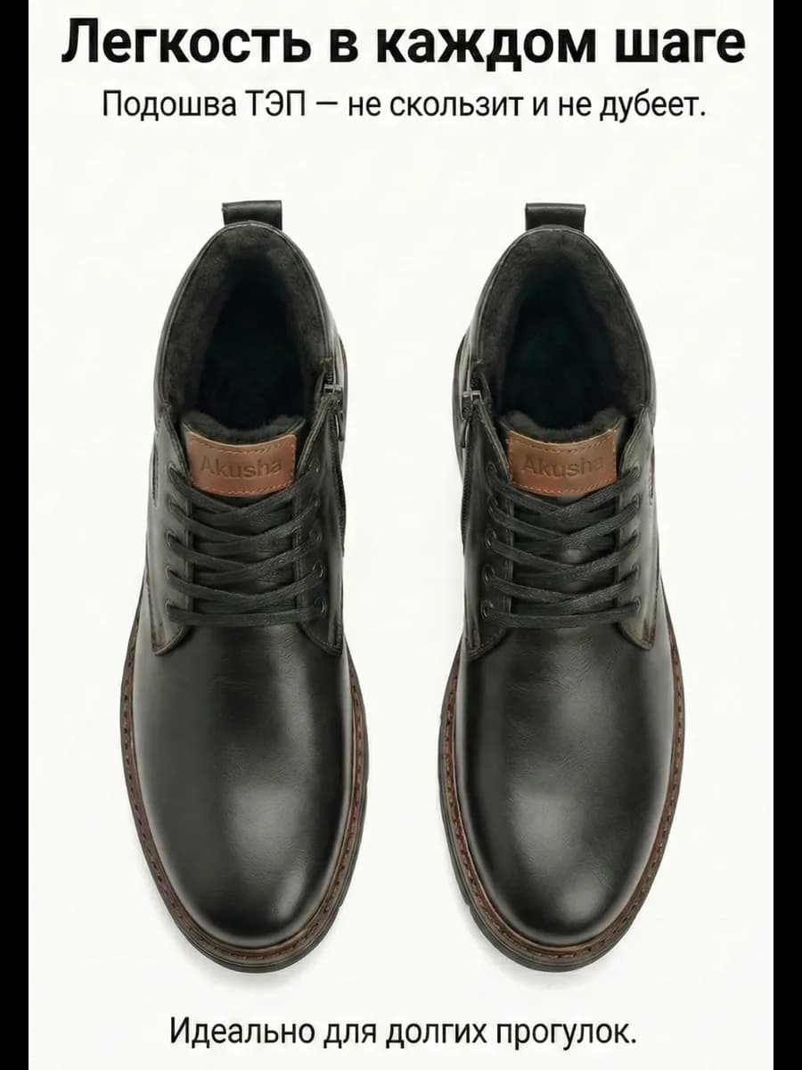 ботинки демисезонные кожаные утепленные