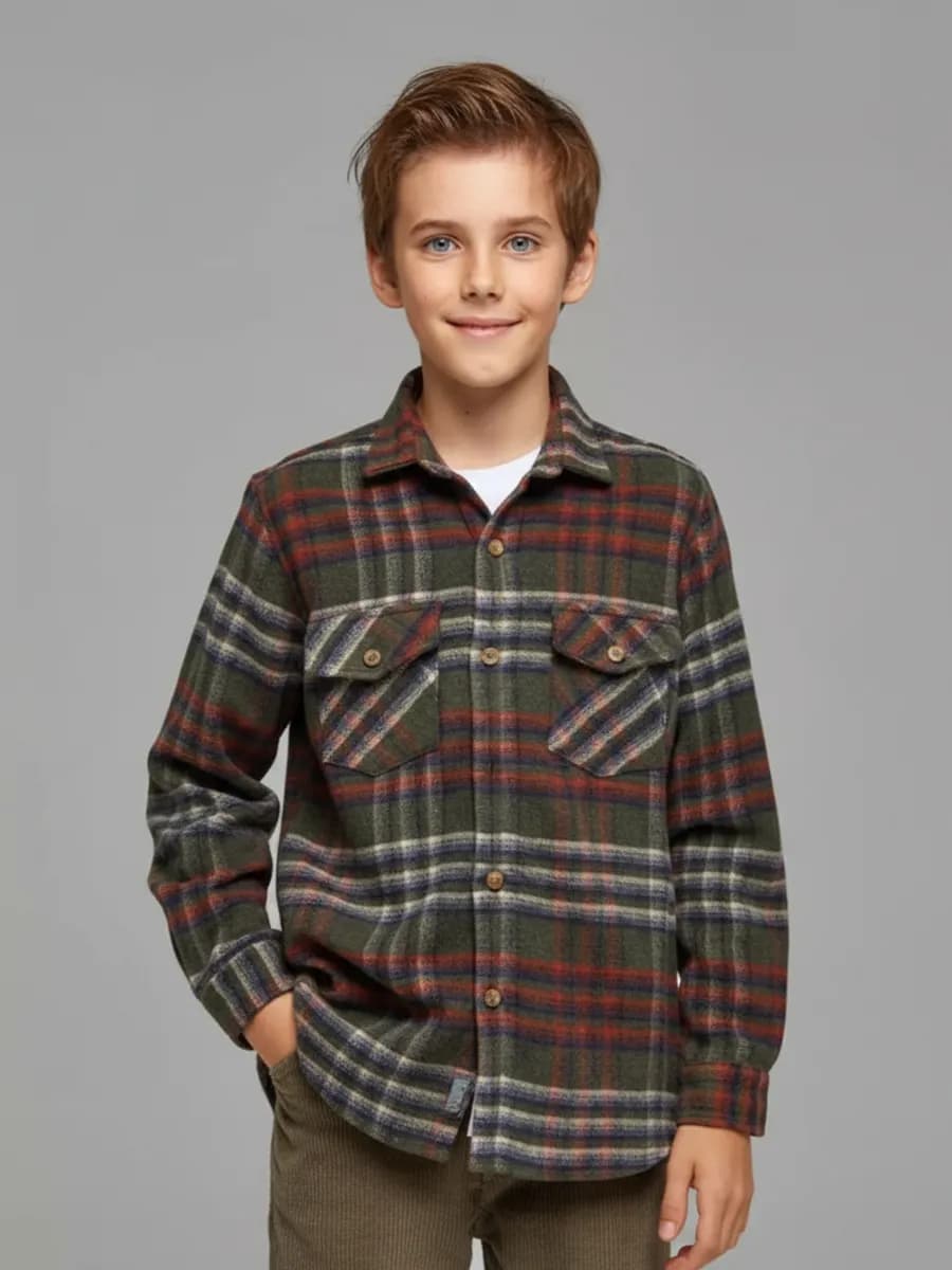 Рубашка оверсайз в клетку с длинными рукавами для детей