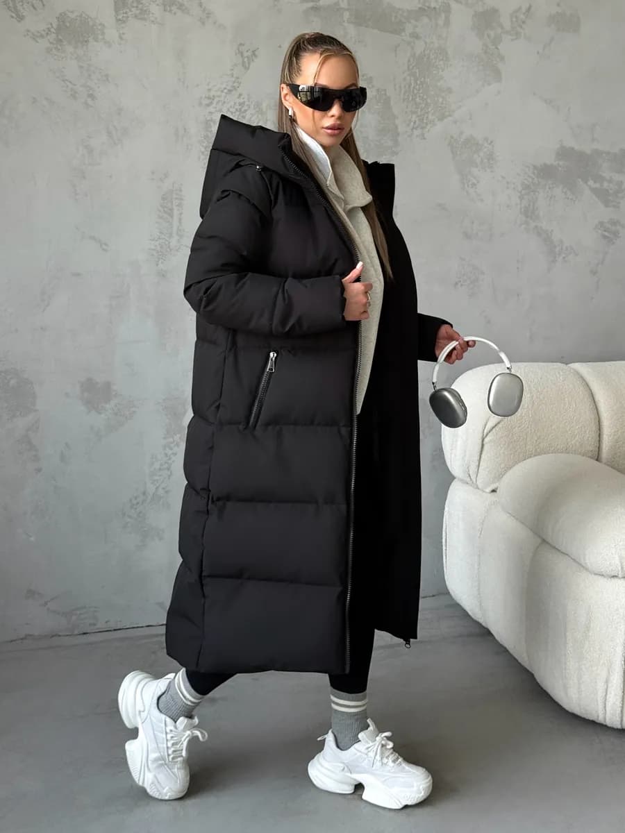 Пуховик женский зимний с капюшоном пальто