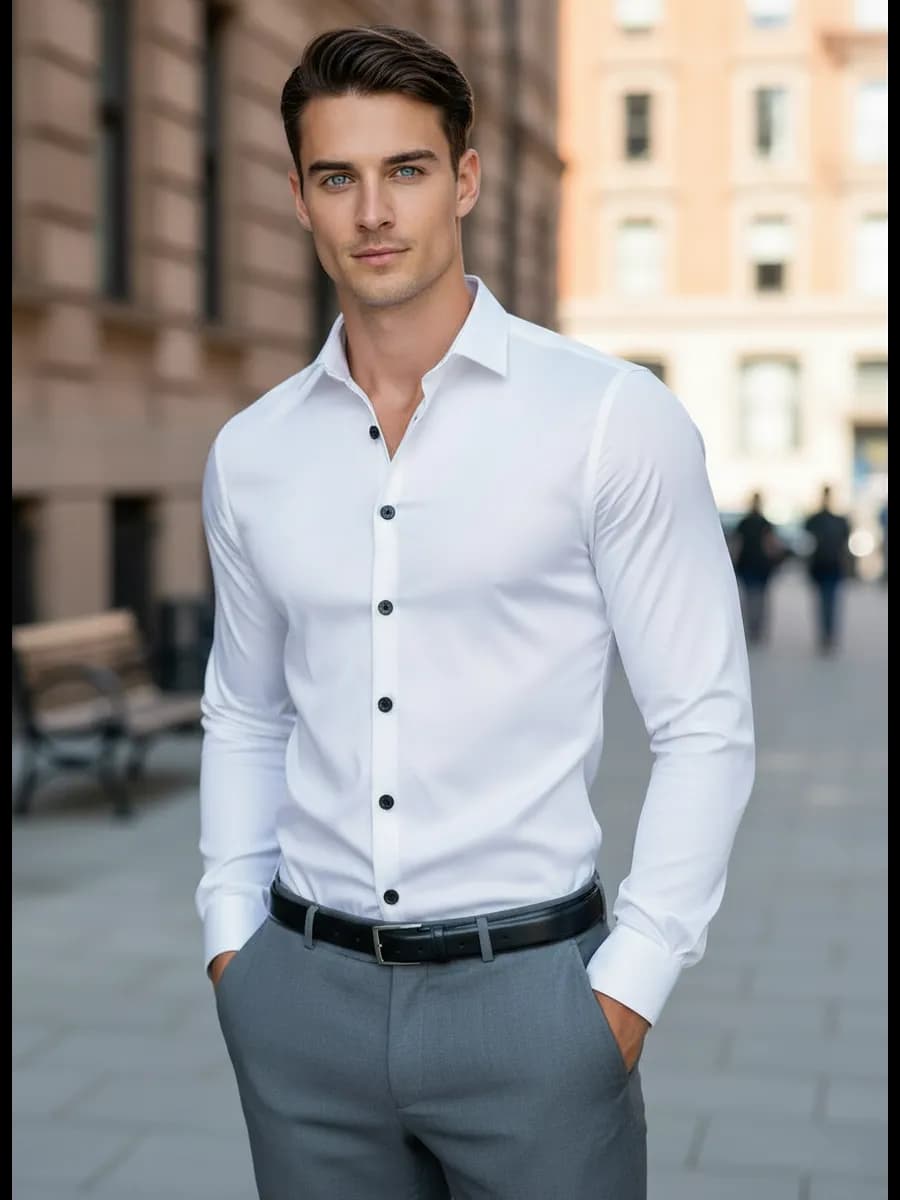 Рубашка классическая приталенная с длинным рукавом