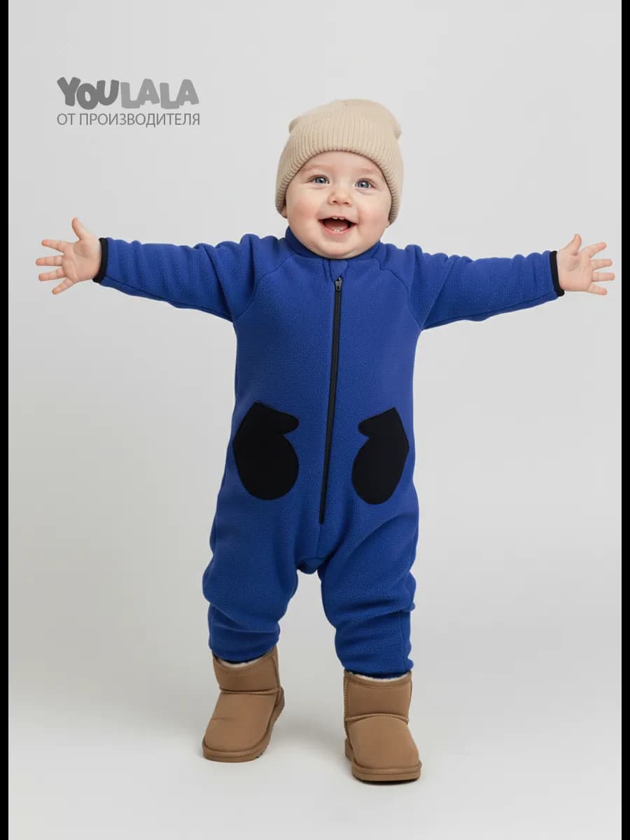 Флисовый комбинезон для новорожденного на молнии - фото 1