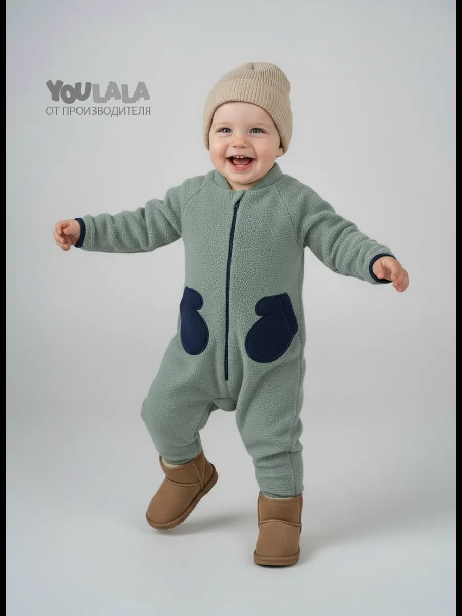 Флисовый комбинезон для новорожденного на молнии