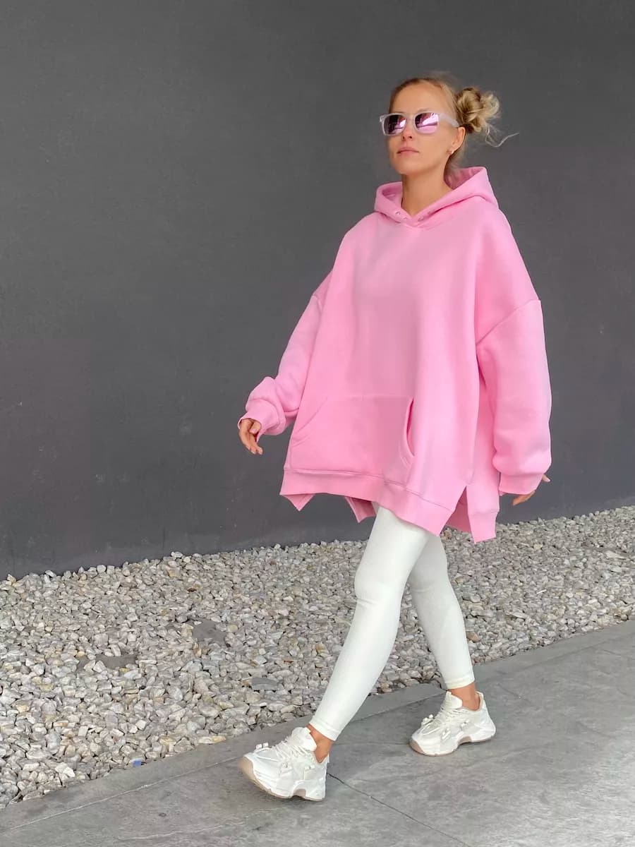 Худи удлиненное оверсайз с капюшоном и начесом - фото 1