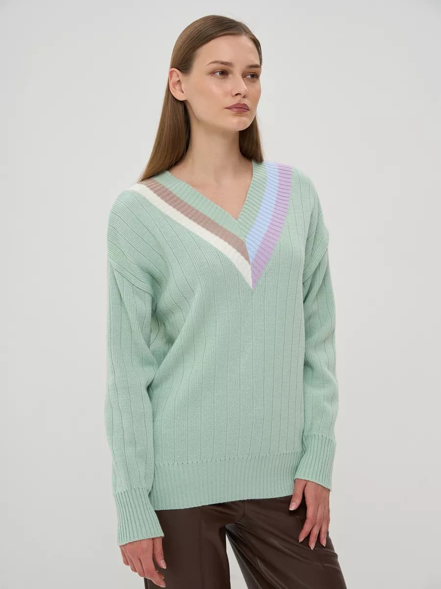 Пуловер теплый вязаный