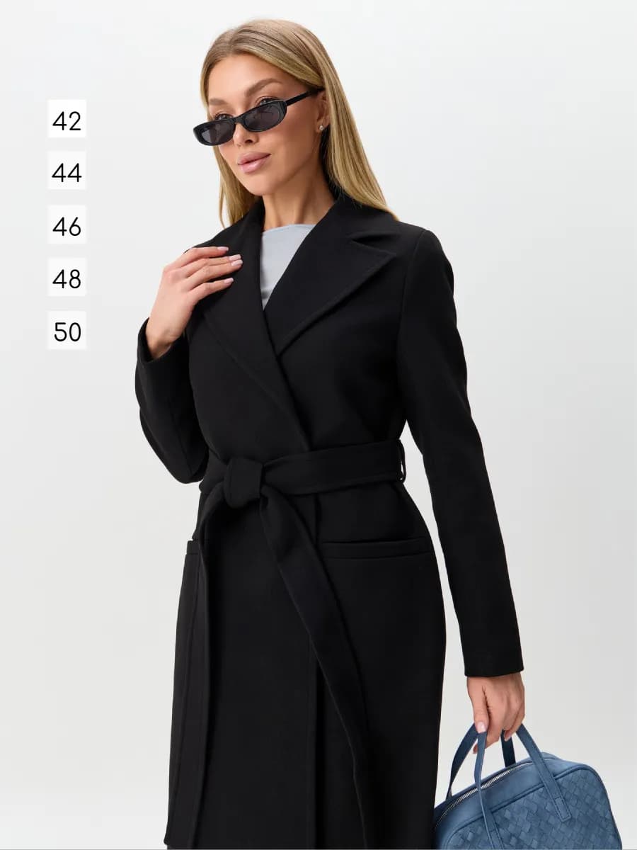 Пальто драповое черное