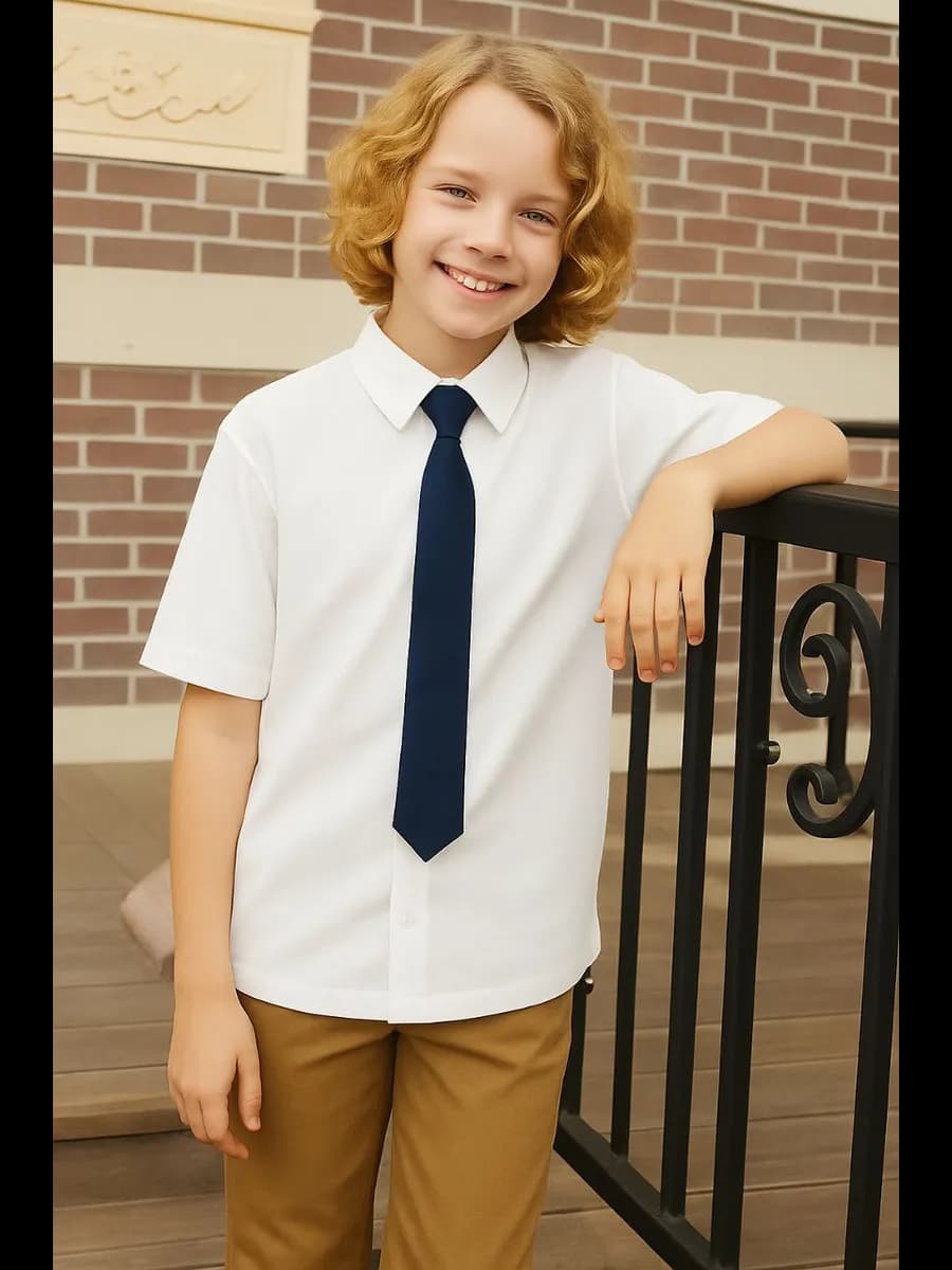 Рубашка детская классическая с коротким рукавом хлопок