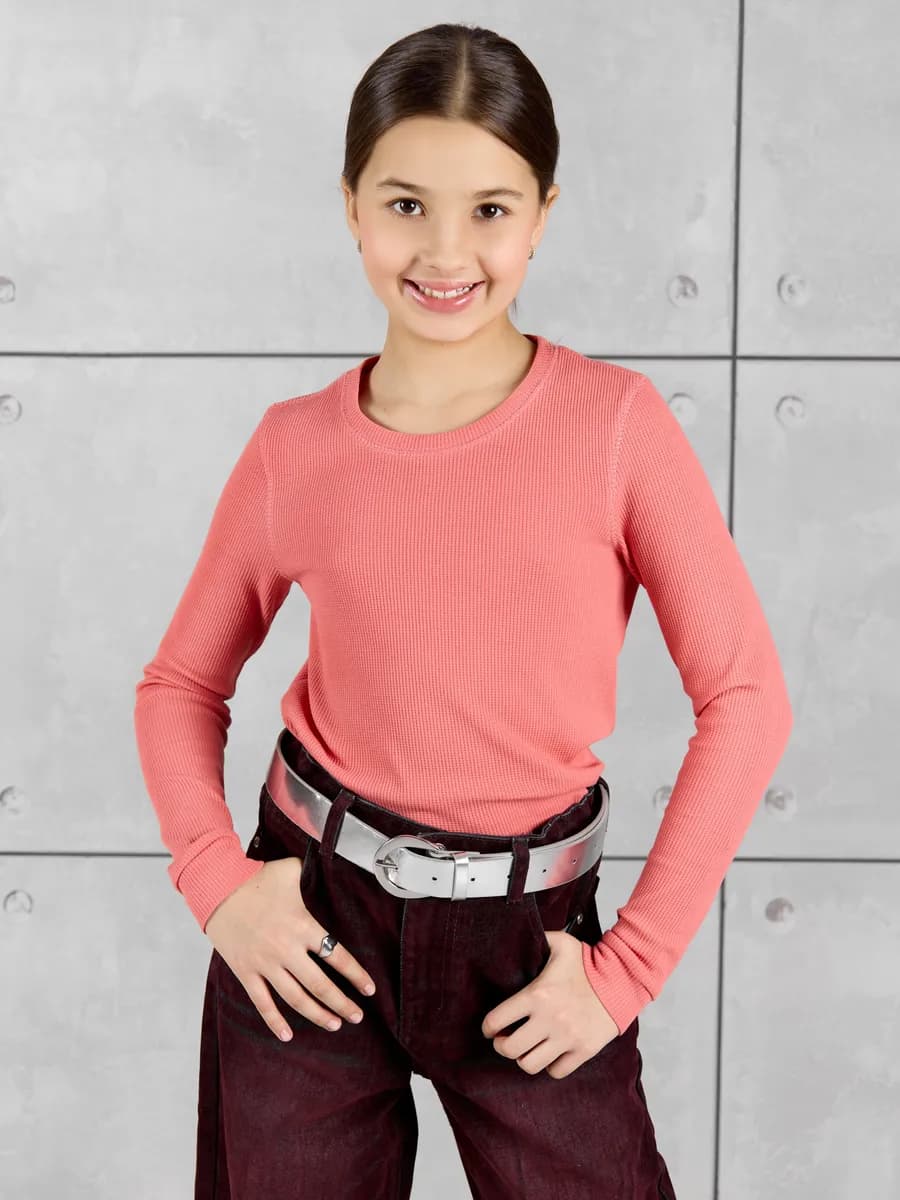 Водолазка для девочки хлопковая без горла домашняя