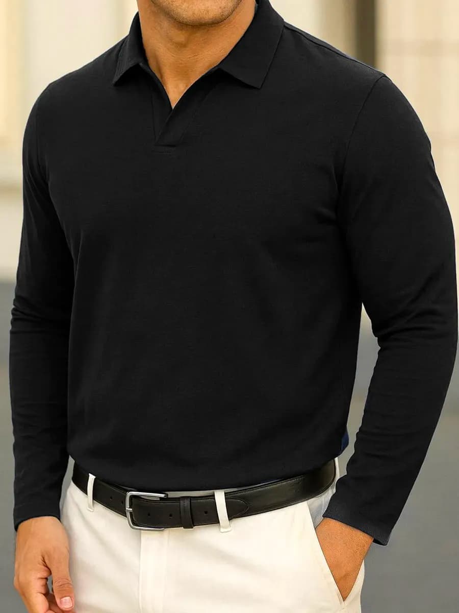 Лонгслив поло с длинным рукавом