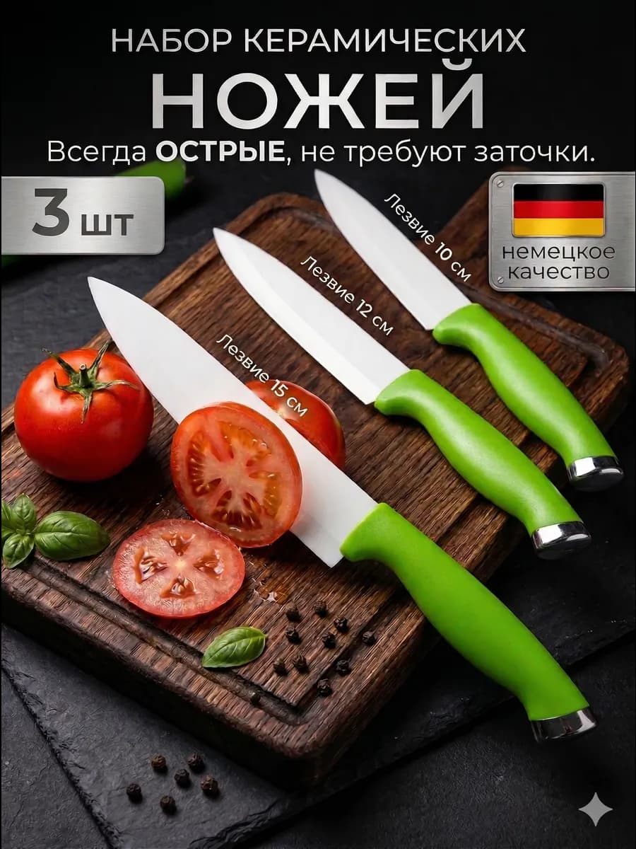 Набор кухонных керамических ножей