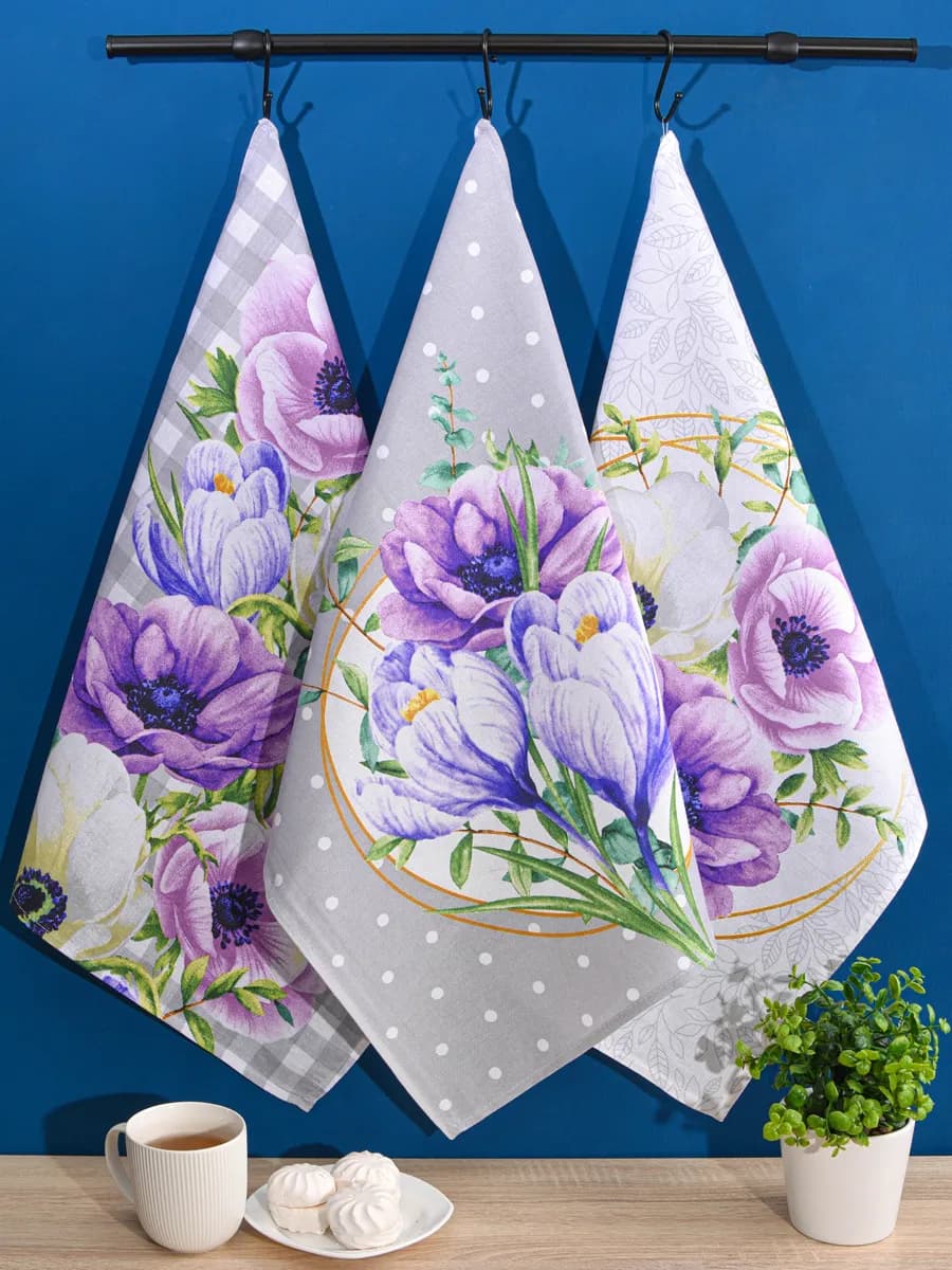 Полотенца кухонные набор 3 шт 60х47 см рогожка