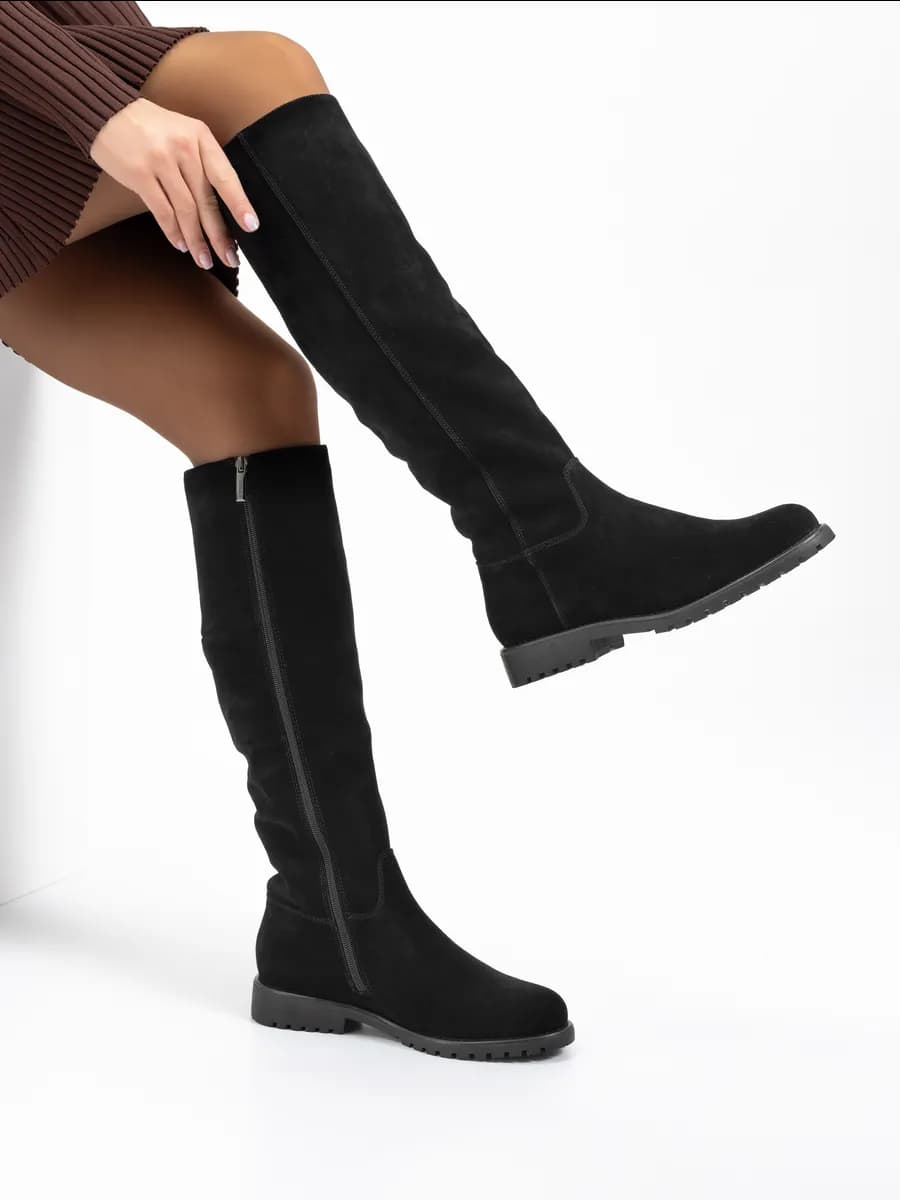 Сапоги женские зимние замшевые натуральные