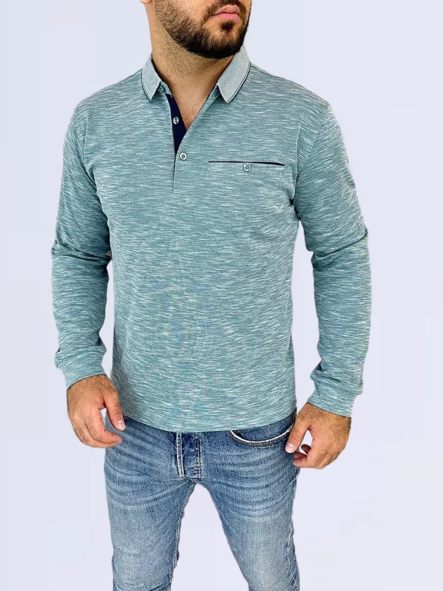 Футболка-поло с длинным рукавом