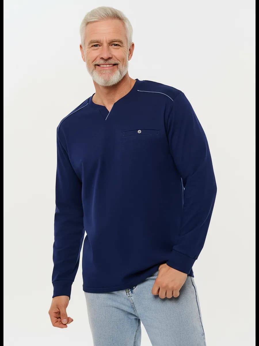 Лонгслив синий оверсайз свитшот футболка с длинными рукавами - фото 1