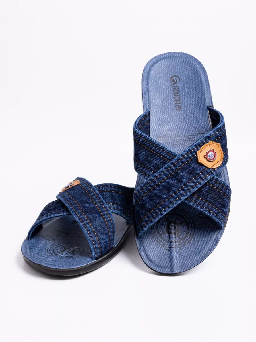 Шлепки джинсовые тапочки для дома - фото 1