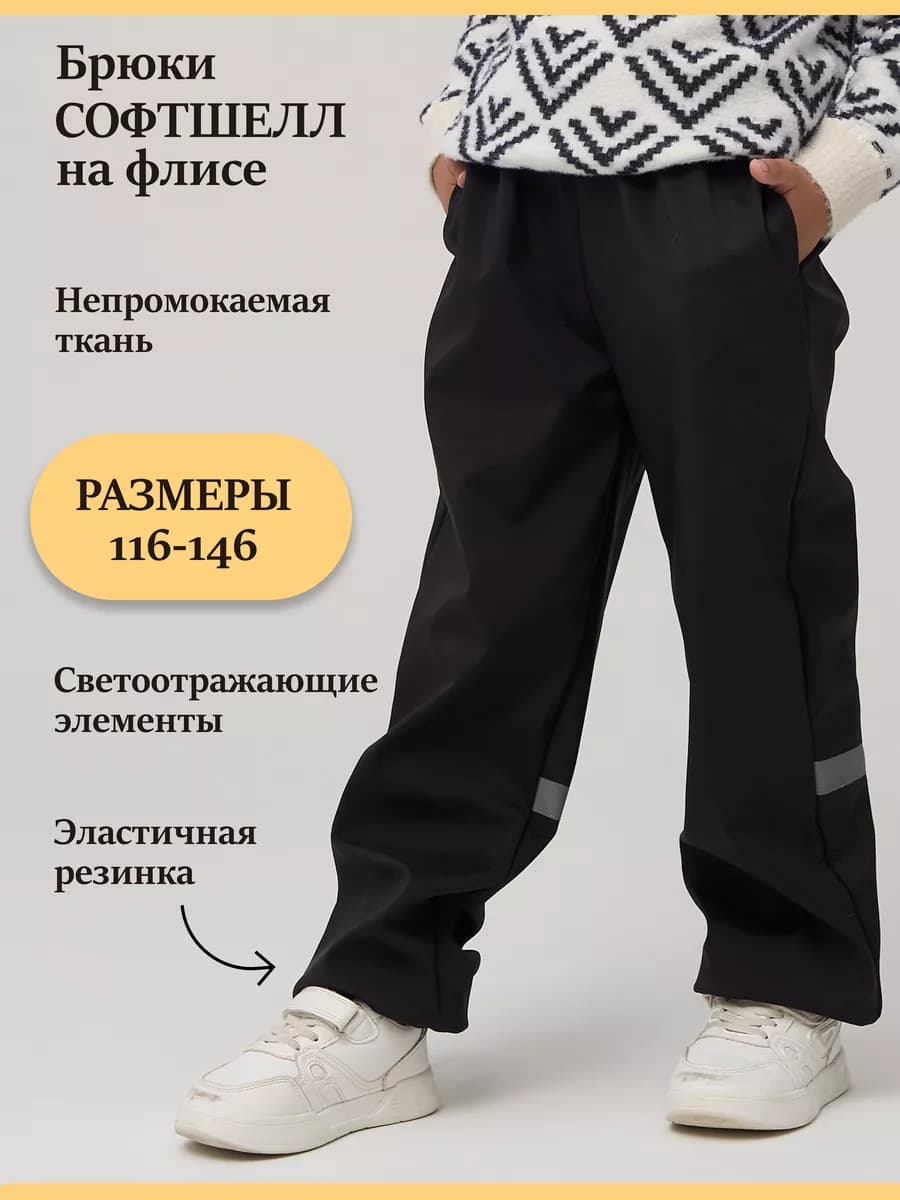 Софтшелл брюки для мальчика утепленные демисезонные