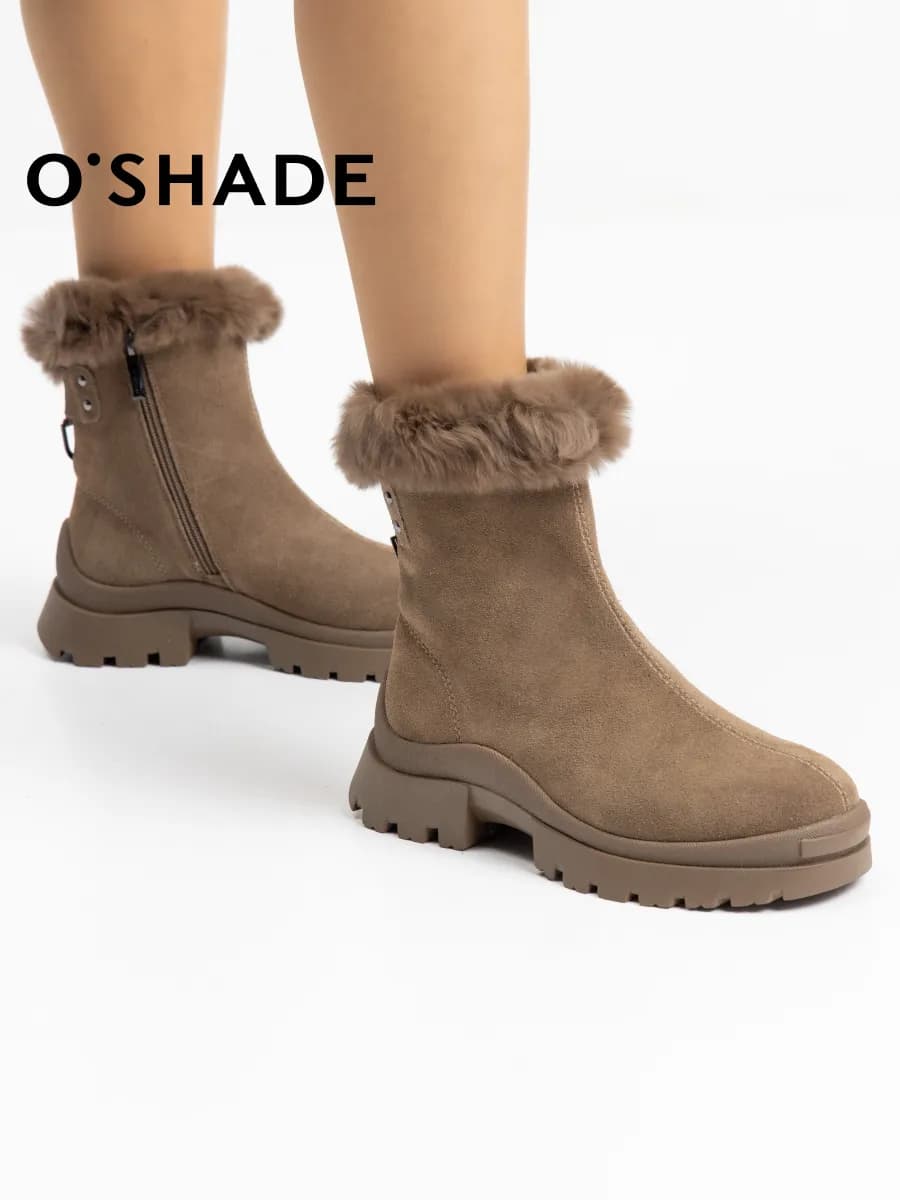 O'SHADE Ботинки женские зимние замшевые с мехом