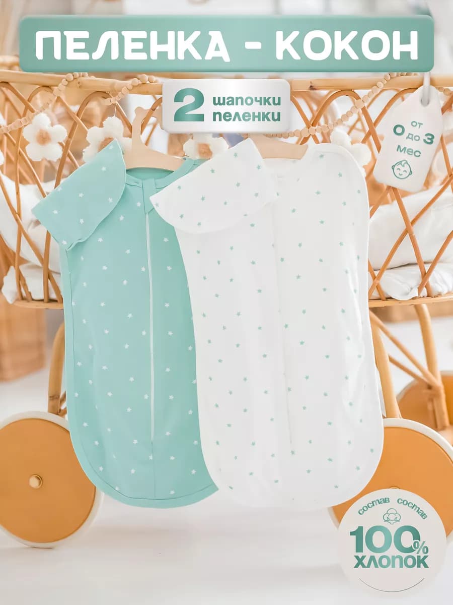 Пеленка кокон для новорожденных на молнии