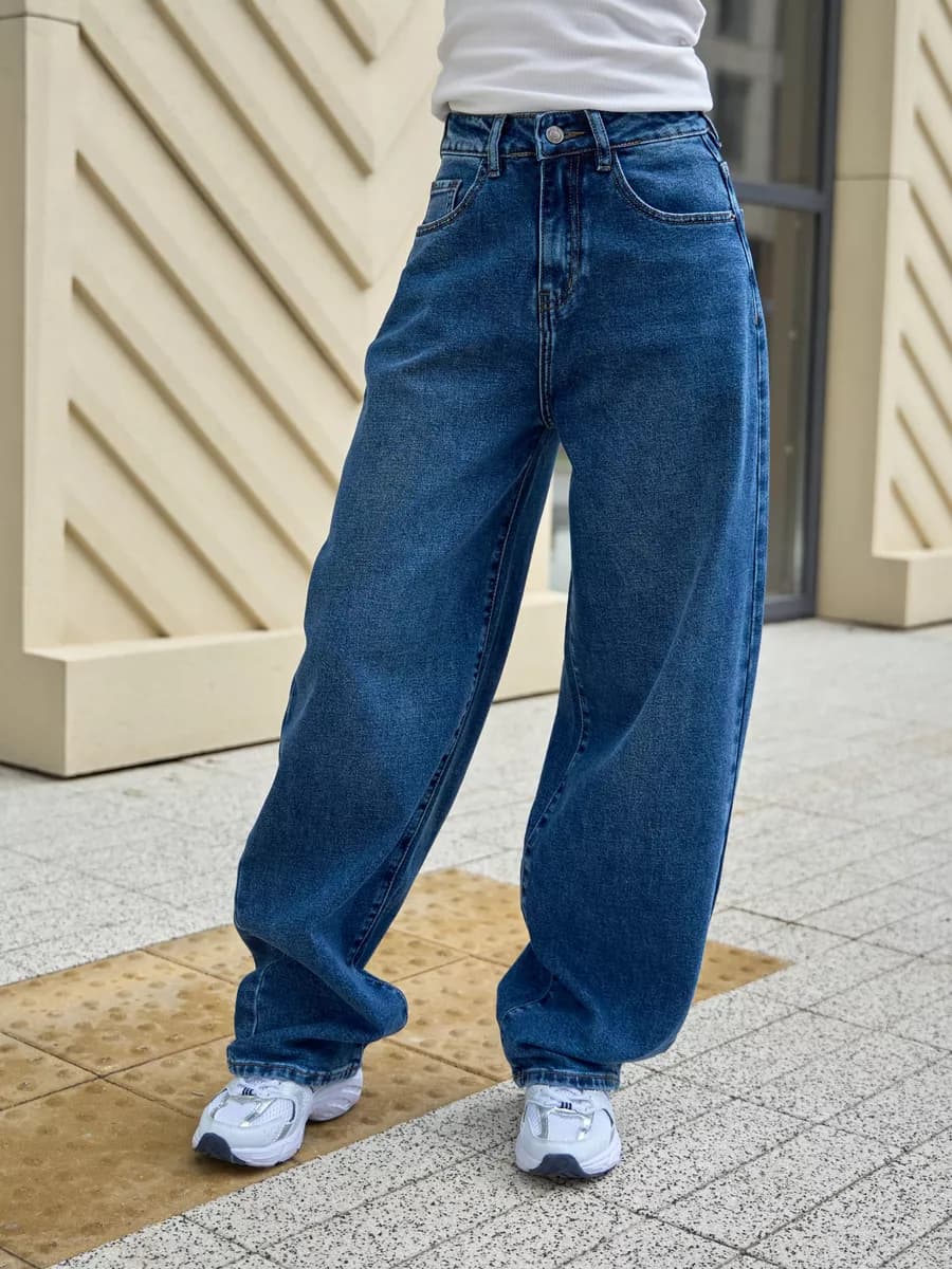 Джинсы широкие трубы - фото 1