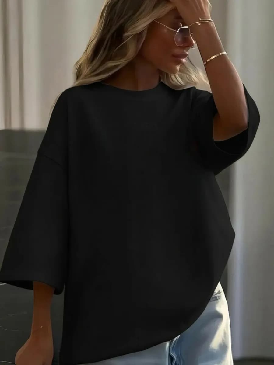 Футболка широкая оверсайз черная плотная хлопок