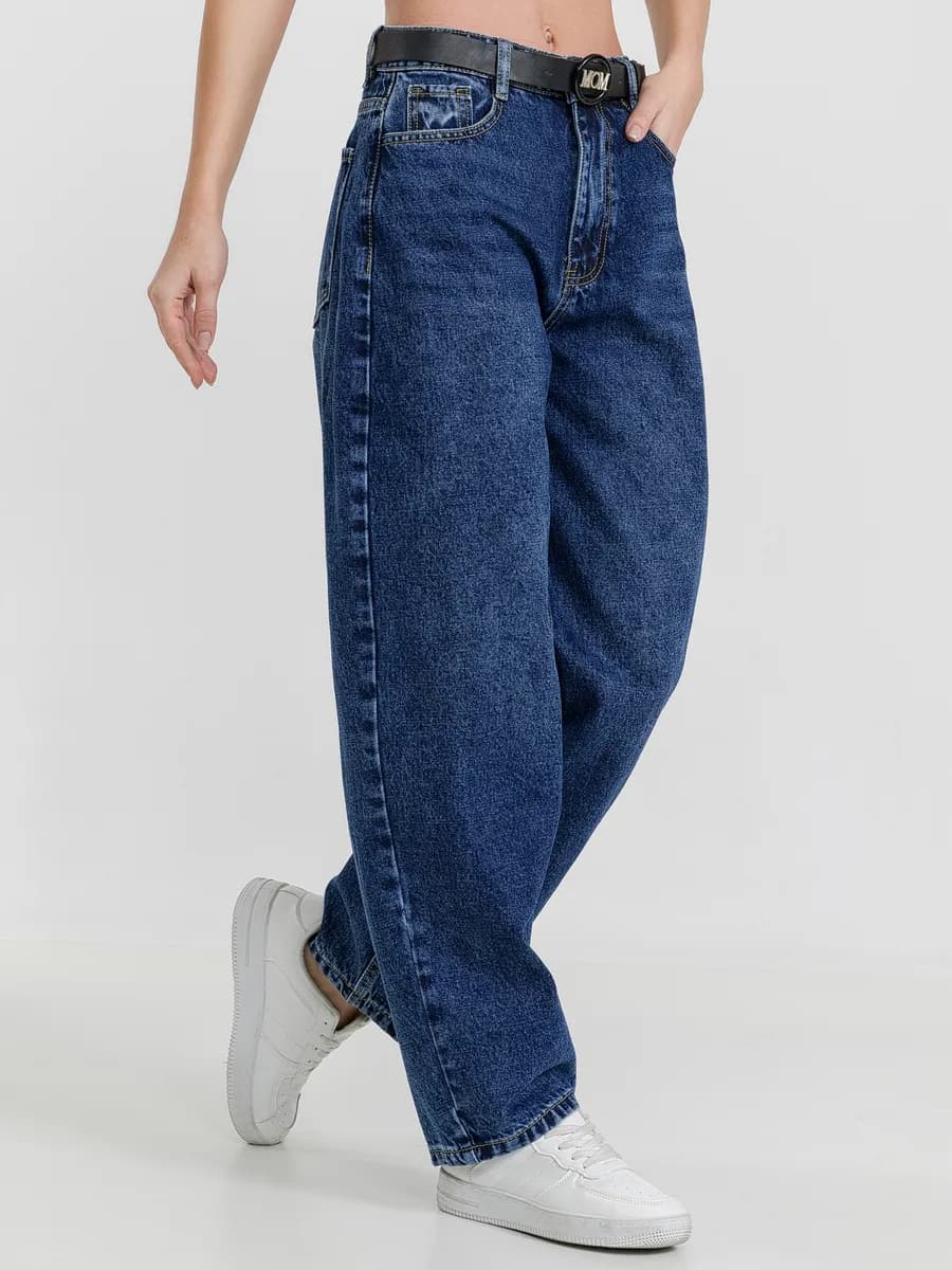 Джинсы женские багги с высокой посадкой