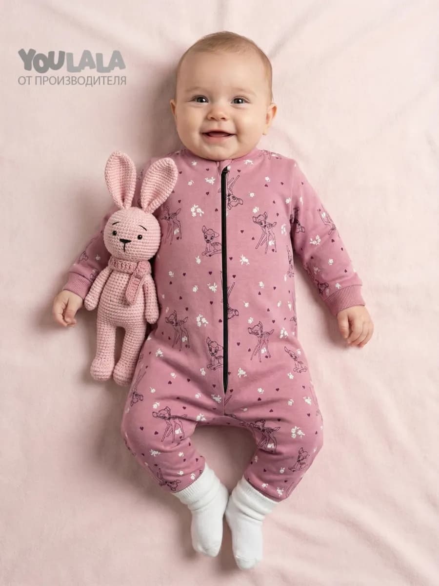 Комбинезон для малышей с начёсом на молнии