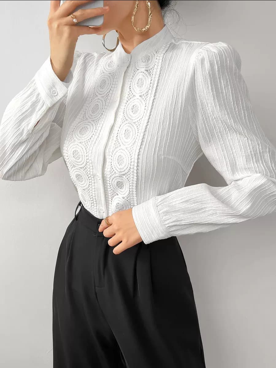 Рубашка офисная кружевная