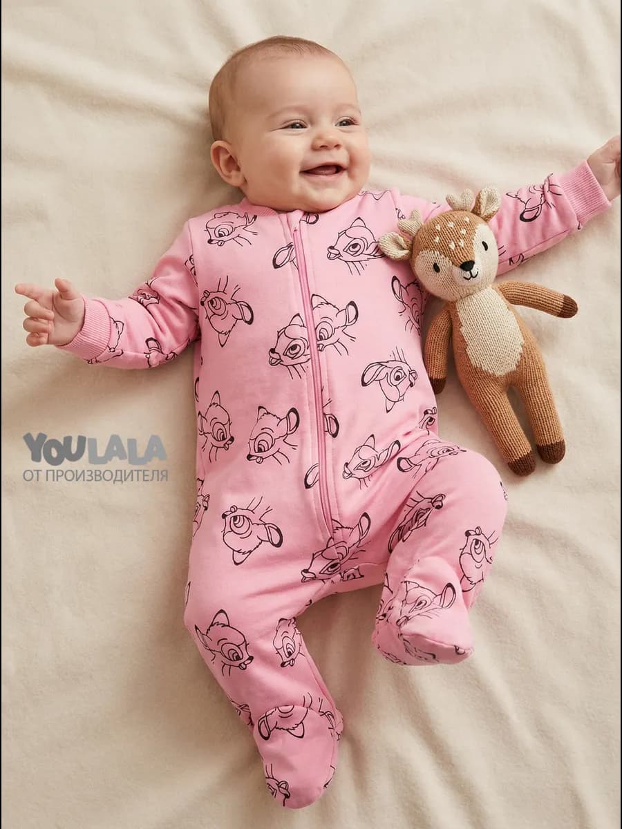 Комбинезон для новорожденного с начёсом поддева с ножками - фото 1