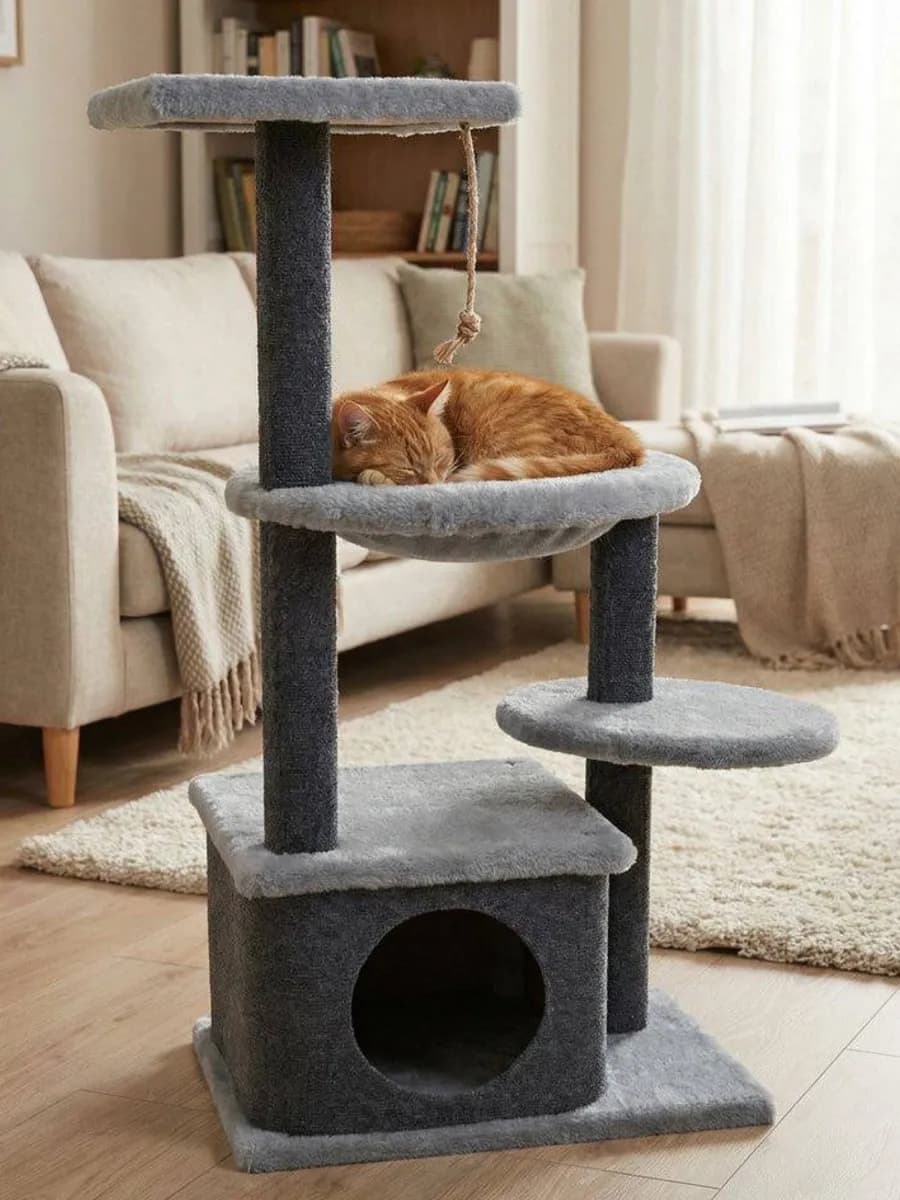 Домик для кошки с когтеточкой и гамаком