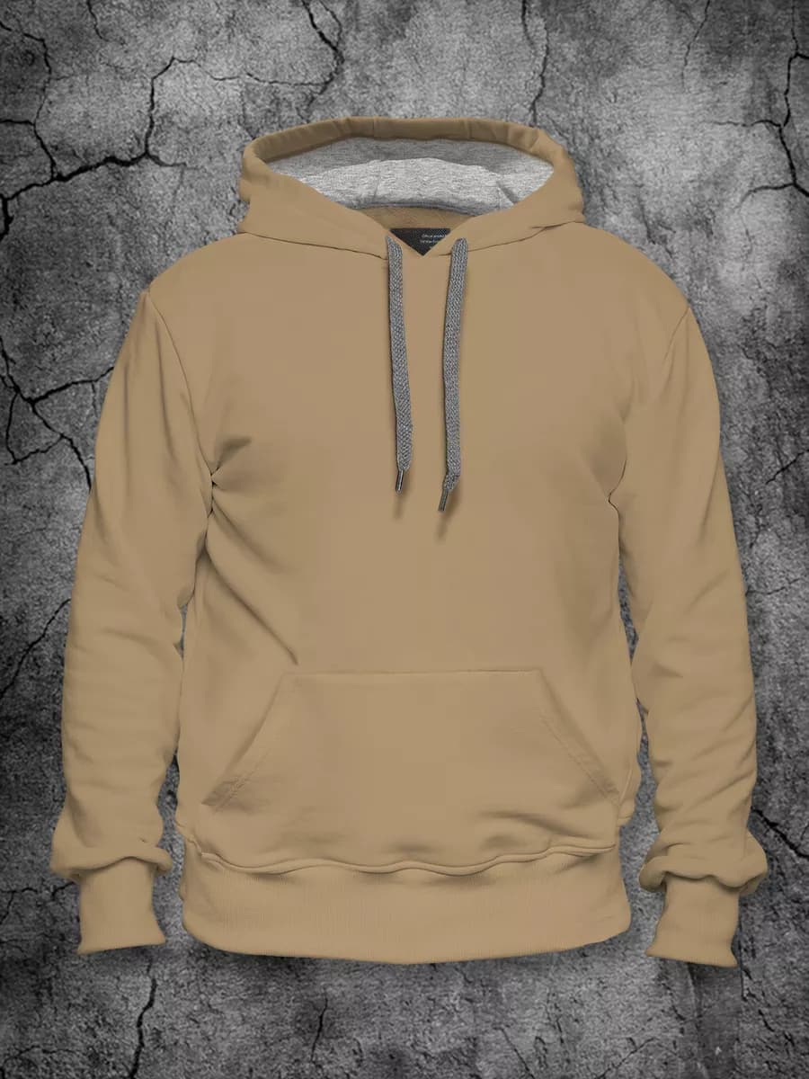 Худи мужское с капюшоном без начеса кофта бежевая y2k - фото 1