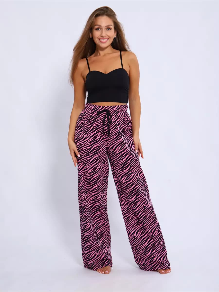 Брюки палаццо широкие домашние на резинке - фото 1