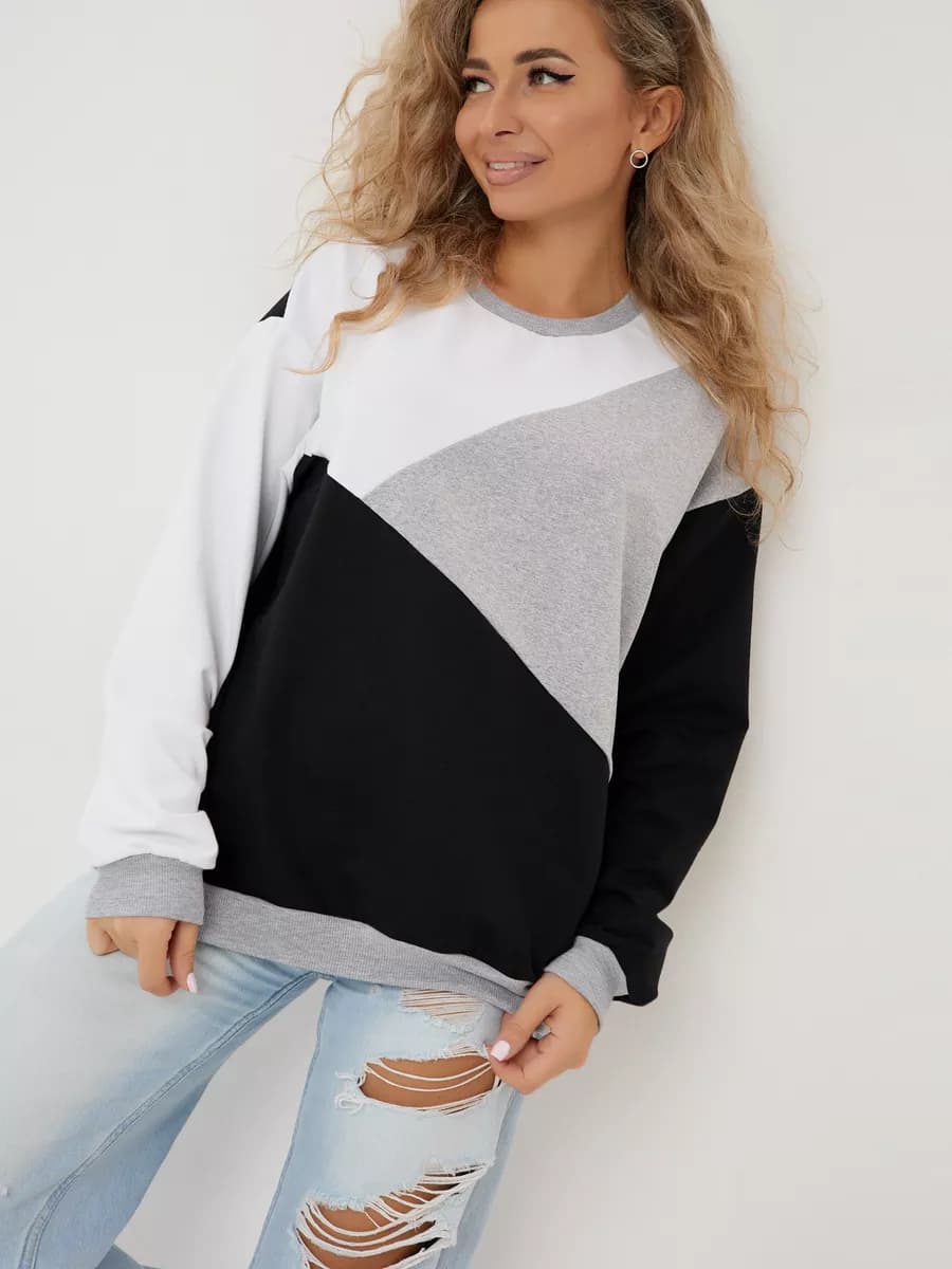 Свитшот оверсайз хлопковый трикотажный