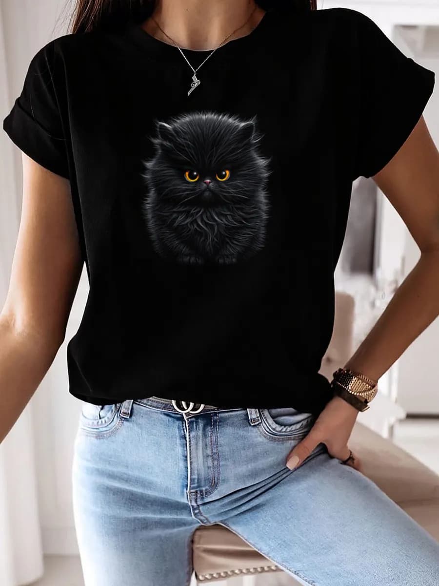 Футболка со светящимся принтом Котика - фото 1