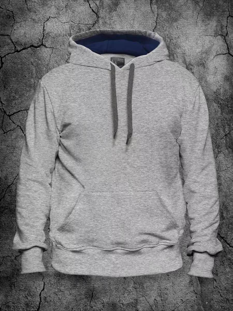 Худи мужское с капюшоном без начеса серое кофта у2к