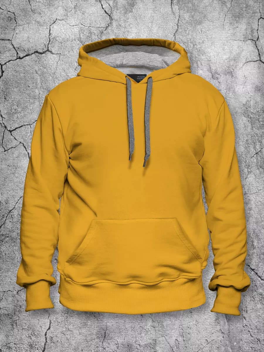 Худи мужское с капюшоном без начеса горчичное унисекс - фото 1