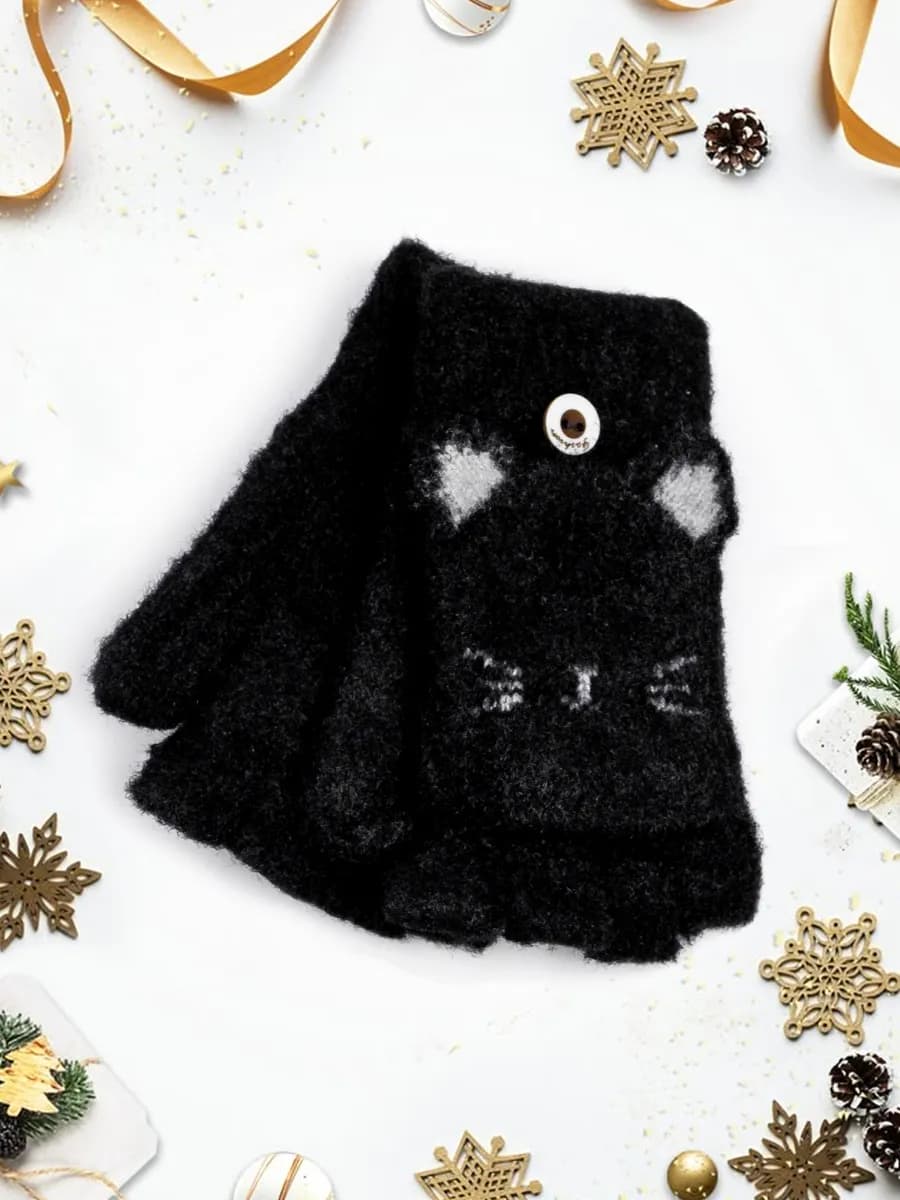 Перчатки-варежки без пальцев-митенки (5-7 лет)