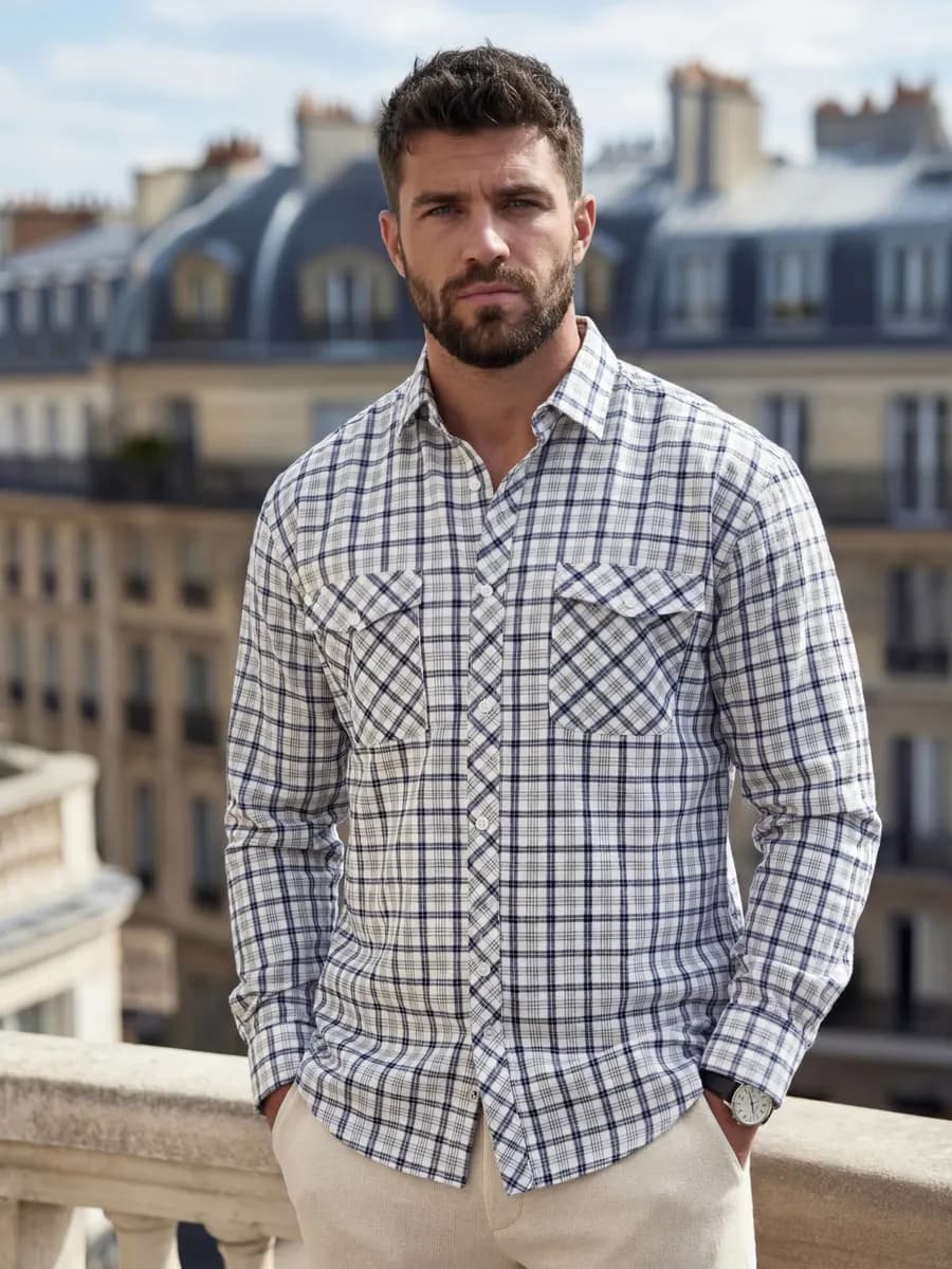 Рубашка с длинным рукавом в клетку