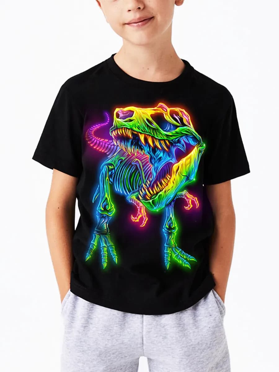 Футболка c принтом светящимся Динозавр